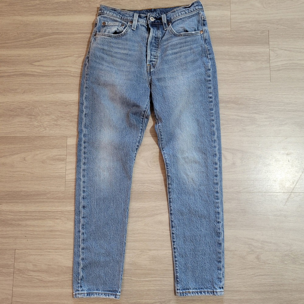 Levis 501 Skinny Jeans Womens 27x28 Medium Wash Blue High Rise Button Fly